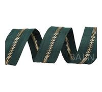 Cremallera a medida, Cremallera de cadena extremo abierto, dientes dorados multicolores, tamaño 3#/5# 10/20 yardas(A24 Blackish Green,20 YARDS-5#)
