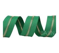 Cremallera a medida, Cremallera de cadena extremo abierto, dientes dorados multicolores, tamaño 3#/5# 10/20 yardas(A22 Green,10 YARD-5#)