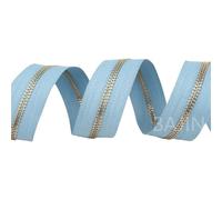 Cremallera a medida, Cremallera de cadena extremo abierto, dientes dorados multicolores, tamaño 3#/5# 10/20 yardas(A17 Powder a,20 YARDS-3#)
