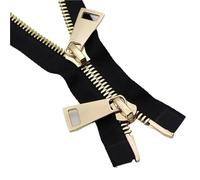 Cremallera bidireccional 1 cremallera de doble cursor metálica 80/100/120 cm, número 8, con extremo abierto, for reparación abrigos y chaquetas plumas(BlackGold,80cm)