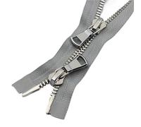 Cremallera bidireccional 1 cremallera de doble cursor metálica 80/100/120 cm, número 8, con extremo abierto, for reparación abrigos y chaquetas plumas(GreySilver,80cm)