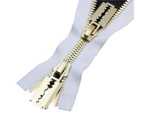 Cremallera bidireccional 1 cremallera de doble cursor metálica 80/100/120 cm, número 8, con extremo abierto, for reparación abrigos y chaquetas plumas(WhiteGold,80cm)