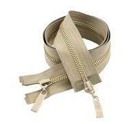 Cremallera bidireccional 1 Cremallera Doble Deslizante De 80/100/120 Cm, Número 5, Metal, For Chaquetas, Abrigos Y Confección Ropa. Cierre Autoblocante(KhakiGold,120cm)