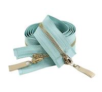 Cremallera Bidireccional 1 Cremallera Metálica Autoblocante Dorada De Doble Cursor, 80/100/120 Cm, Número 5, For Chaquetas, Abrigos, Bolsos Y Costura Ropa(Lightbluegold,120cm)