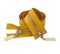 Cremallera bidireccional 1 Cremallera Metálica De Doble Cursor Con Autobloqueo, 80/100/120 Cm, For Reparación Chaquetas Y Abrigos, Costura Bricolaje Prendas Vestir(GoldYellowGold,100cm)