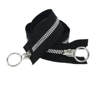 Cremallera Bidireccional 5# 8# 60-100cm Cremalleras de resina con doble cursor y extremo abierto, tirador anilla en O, kit reparación cremalleras for chaquetas bolsos, bricolaje(Silver-No5,70cm)