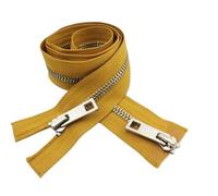 Cremallera Bidireccional 5# Chaqueta de plumas con cremallera bidireccional cobre metálico, doble cursor y largo completo. Accesorios(Yellow-120cm)