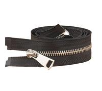 Cremallera Bidireccional 5# Cremallera bidireccional de doble cabezal, plateada, for chaquetas plumas y prendas cuero(Black-48cm)
