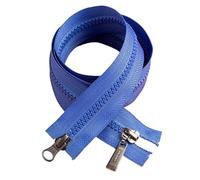 Cremallera Bidireccional Chaqueta larga de plumón 5 piezas con cremallera bidireccional, saco dormir resina negra, talla de cremallera(Blue-80cm)