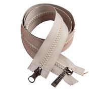 Cremallera Bidireccional Chaqueta larga de plumón 5 piezas con cremallera bidireccional, saco dormir resina negra, talla de cremallera(Grey-80cm)