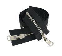 Cremallera bidireccional Cremallera Giratoria Metálica Abierta De 5# 8# 70-100 Cm, Reversible Doble Cara For Costura Chaquetas Y Reparación(BlackSilver,90cm,No5)