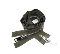 Cremallera bidireccional Cremallera metálica de dientes gruesos n.° 8 con cobre puro y platino, tirador bidireccional for abrigos/chaquetas plumas(DeepGreen-80cm)