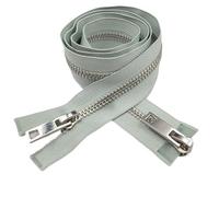 Cremallera bidireccional Cremallera metálica de dientes gruesos n.° 8 con cobre puro y platino, tirador bidireccional for abrigos/chaquetas plumas(Green-80cm)