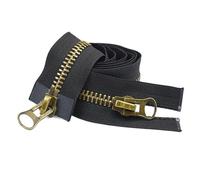 Cremallera Bidireccional Cremallera Metálica Nº 8 De 70/80/90/100/120 Cm Con Doble Cursor For Reparación Cremalleras Abrigos Y Chaquetas Plumas. Ideal For Coser Fabricar Ropa(Black,120cm)