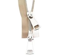 Cremallera bidireccional, cremalleras 70/90 cm Chaqueta Cremallera metálica Doble deslizador Cremallera bidireccional Ropa de bricolaje Cremallera de repuesto Suministros hechos a mano(Beige,90cm)