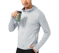Cremallera Completa para Hombre UPF 50+ UV protección Solar Chaqueta De Manga Larga con Capucha Sun Shirt Secado RáPido Sudaderas con Capucha De Peso Ligero para Los Hombres Pesca Running
