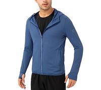 Cremallera Completa para Hombre UPF 50+ UV protección Solar Chaqueta De Manga Larga con Capucha Sun Shirt Secado RáPido Sudaderas con Capucha De Peso Ligero para Los Hombres Pesca Running