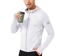Cremallera Completa para Hombre UPF 50+ UV protección Solar Chaqueta De Manga Larga con Capucha Sun Shirt Secado RáPido Sudaderas con Capucha De Peso Ligero para Los Hombres Pesca Running