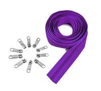Cremallera continua por metros de nylon #5 color morado, 10 metros + 30 cursores de niquel, 30 mm de ancho, costuras, manualidades, cojines, tapicería