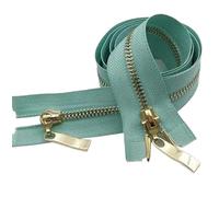 Cremallera De Doble Cursor De 80/100/120Cm Cremallera Con Dientes Dorados Claros De Metal, Azul claro, 5#, 80cm