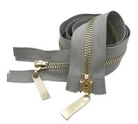 Cremallera De Doble Cursor De 80/100/120Cm Cremallera Con Dientes Dorados Claros De Metal, Gris, 5#, 120cm