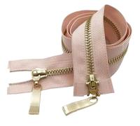 Cremallera De Doble Cursor De 80/100/120Cm Cremallera Con Dientes Dorados Claros De Metal, Rosa, 5#, 80cm