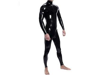 Cremallera De Doble Hombro Diseño De Cuerpo Completo Para Hombres Mono Ajustado De Látex Sexy Ropa De Catsuit De Goma Con Cremallera En La Entrepierna, Negro,Amarillo,S