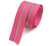 Cremallera De Doble Sentido 2 cremalleras de 1-5 yardas 5# for coser bolsa con cierre rollo de bobina ropa abrigo cierre de cremallera Kit de reparación accesorios DIY(RoseRedSilver,3yards)