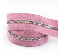 Cremallera De Doble Sentido 2 cremalleras de 1-5 yardas 5# for coser bolsa con cierre rollo de bobina ropa abrigo cierre de cremallera Kit de reparación accesorios DIY(PinkSilver,3yards)