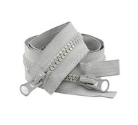 Cremallera de doble sentido 2 Cremalleras De Resina Nº 8 For Ropa, Simples/dobles Extremo Abierto para ropa DIY(Grey-DoubleSlider,120cm)
