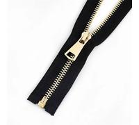 Cremallera De Dos VíAs Cremallera de extremo abierto, deslizadores simples/dobles, ropa con cremallera larga, chaqueta, abrigo, accesorios costura DIY para Coser(Black-Gold-Single,100cm)