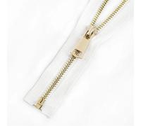 Cremallera De Dos VíAs Cremallera de extremo abierto, deslizadores simples/dobles, ropa con cremallera larga, chaqueta, abrigo, accesorios costura DIY para Coser(White-Gold-Single,90cm)