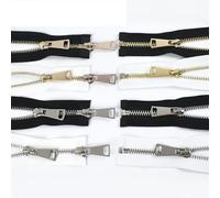 Cremallera De Dos VíAs Cremallera de extremo abierto, deslizadores simples/dobles, ropa con cremallera larga, chaqueta, abrigo, accesorios costura DIY para Coser(Black-Gold-Double,60cm)