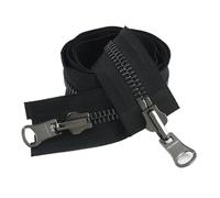 Cremallera De Dos VíAs Cremallera giratoria metálica abierta de 5# 8# 70-100 cm, reversible doble cara for costura chaquetas y reparación para Coser(BlackBlack,90cm,No5)