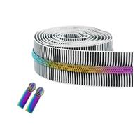 Cremallera de la ropa Cremalleras de nailon con tiradores deslizantes, color morado, plateado, azul y, n.° 5, por metro, ligeras(Black Dark Purple,4Meters)