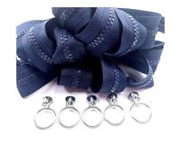 Cremallera de resina n.° 5 con tiradores para ropa, mochilas, costura, sellado y reparación.,5# - Azul N,2 metros - 4 deslizadores