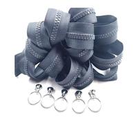 Cremallera de resina n.° 5 con tiradores para ropa, mochilas, costura, sellado y reparación.,5# - Gris,2 metros - 4 deslizadores