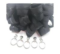Cremallera de resina n.° 5 con tiradores para ropa, mochilas, costura, sellado y reparación.,5# - Negro,2 metros - 4 deslizadores