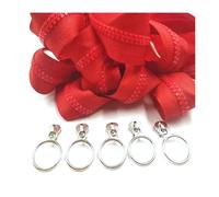 Cremallera de resina n.° 5 con tiradores para ropa, mochilas, costura, sellado y reparación.,5# - Rojo,2 metros - 4 deslizadores