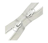 Cremallera de resina n.° 8, doble cursor, apertura bidireccional, para reparación de costura de chaquetas y abrigos.,Gris claro,80 cm