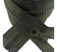 Cremallera de resina verde oliva oscuro, tamaño #5, cremallera gruesa unidireccional, tipo deslizador, extremo abierto, para chaquetas, plumas, abrigos, dientes de plástico, repuesto de cremallera (75
