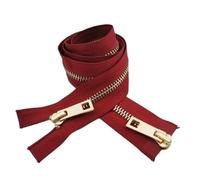 Cremallera Doble Apertura 5# Chaqueta de plumas con cremallera bidireccional cobre metálico, doble cursor y largo completo. Accesorios(WineGold-100cm)