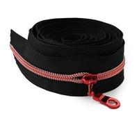 Cremallera Doble Apertura Cinta de cremalleras nailon, 1-5M, 5#, con tirador cremallera, bolsa costura, ropa, cabeza, zapatos, chaqueta, accesorios sastre DIY(KY377ZT179-Red,4MZips4PcsSliders)