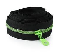 Cremallera Doble Apertura Cinta de cremalleras nailon, 1-5M, 5#, con tirador cremallera, bolsa costura, ropa, cabeza, zapatos, chaqueta, accesorios sastre DIY(KY377ZT179-Green,4MZips4PcsSliders)