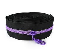 Cremallera Doble Apertura Cinta de cremalleras nailon, 1-5M, 5#, con tirador cremallera, bolsa costura, ropa, cabeza, zapatos, chaqueta, accesorios sastre DIY(KY377ZT179-Purple,4MZips4PcsSliders)