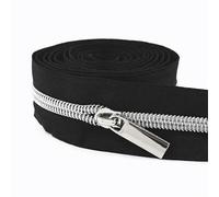 Cremallera Doble Apertura Cinta de cremalleras nailon, 1-5M, 5#, con tirador cremallera, bolsa costura, ropa, cabeza, zapatos, chaqueta, accesorios sastre DIY(KY377ZT148-Silver,4MZips4PcsSliders)