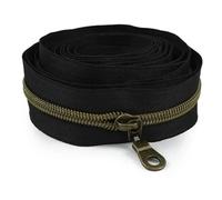 Cremallera Doble Apertura Cinta de cremalleras nailon, 1-5M, 5#, con tirador cremallera, bolsa costura, ropa, cabeza, zapatos, chaqueta, accesorios sastre DIY(KY377ZT179-Bronze,4MZips4PcsSliders)