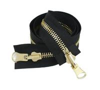 Cremallera Doble Apertura Cremallera Giratoria Metálica Abierta De 5# 8# 70-100 Cm, Reversible Doble Cara For Costura Chaquetas Y Reparación(BlackGold,70cm,No8)