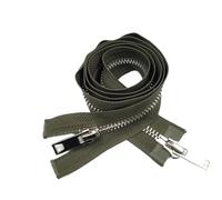 Cremallera Doble Apertura Cremallera metálica de dientes gruesos n.° 8 con cobre puro y platino, tirador bidireccional for abrigos/chaquetas plumas(DeepGreen-110cm)