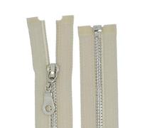 Cremallera FIM, metal, n.º 5, tamaño mediano, níquel plateado, divisible, para chaquetas, 4 - hellbeige(307), 40 cm